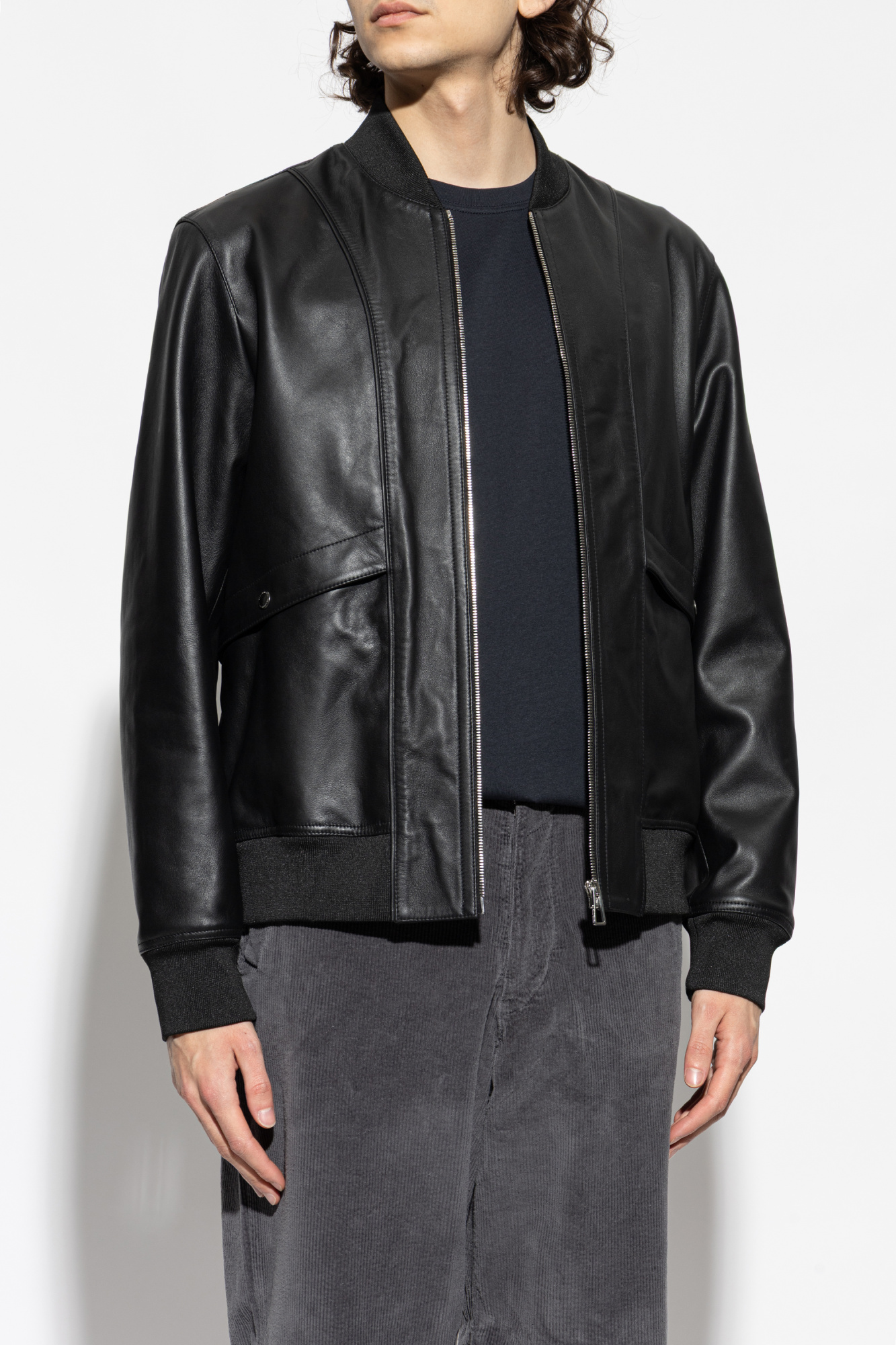 Navy blue Leather 'bomber' jacket PS Paul Smith - Vitkac France